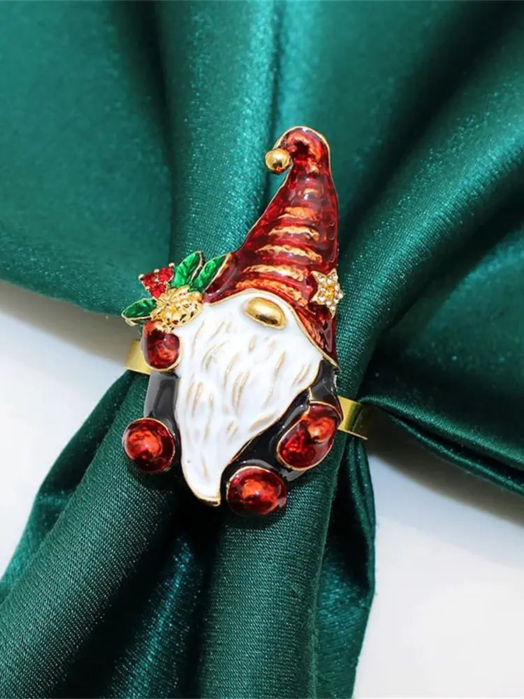 6Pcs Christmas Napkin Rings Xmas Pine Cone Wreath Car Napkin  Buckle for Christmas Wedding Party Table Decoration HWC255