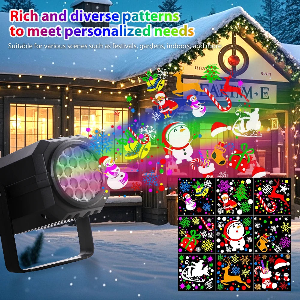NEW Christmas Projector Lights Outdoor Holiday Laser 16 Pattern Slide LED Projection Lamp for Indoor Party Christmas Decoration