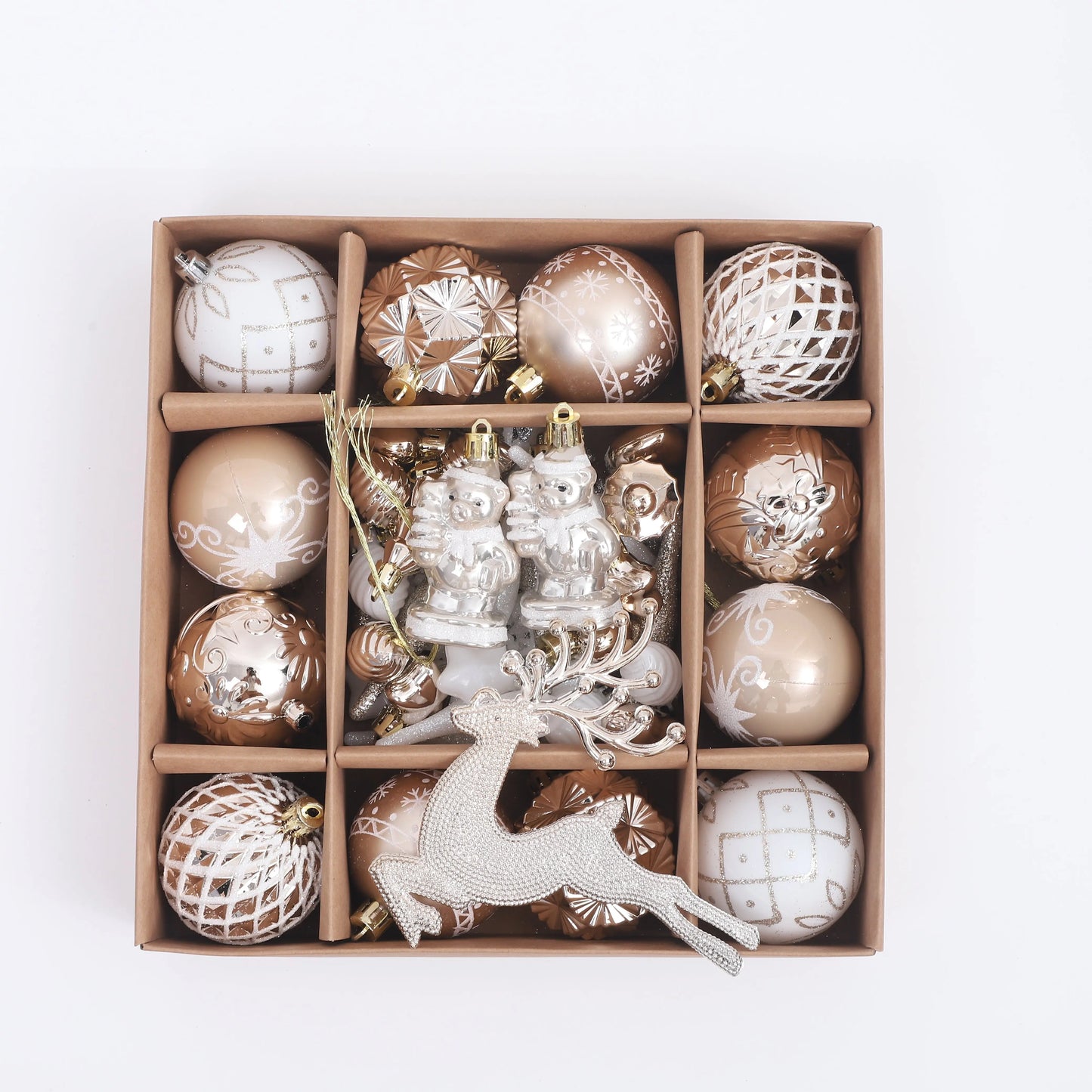 42pcs/16pcs Xmas Gift Christmas Ball Set Unique Shaped Painted Christmas Tree Ornaments Reindeer Decorative Hanging Ornaments