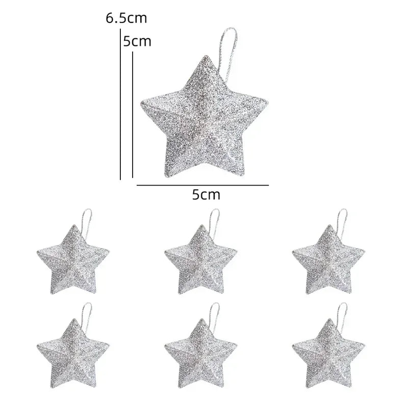5CM Christmas Decorations ﻿Christmas Tree Hanging Pendant  For Home Navidad New Year Party Gift Gold Glitter Star Ornaments