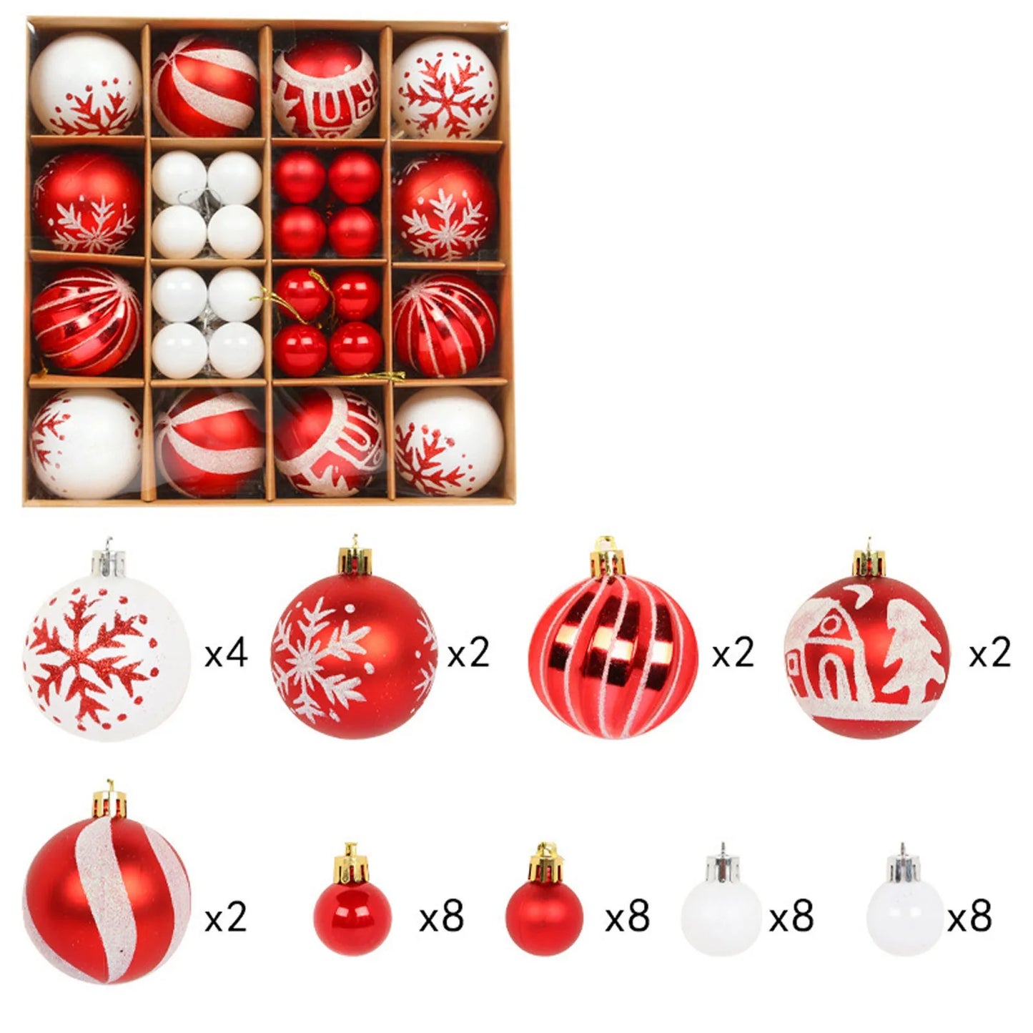 44Pcs Christmas Balls Set Decoration Christmas Tree Mixed Balls Hanging Ornament Pendant Christmas Decoration 2025 Navidad Gift