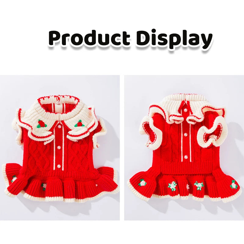 Cute Dog Sweater Dress Puppy Winter Clothes Girls Dog Costume Cotton Cat Clothing Chihuahua Bichon Pet Warm Coat Dog Sweaters