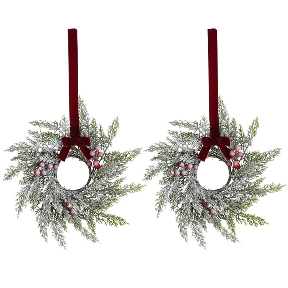 Christmas Kitchen Cabinet Wreaths With Bow Ribbon Hanging Cabinet Doors Wreaths Decor Kitchen Window Outdoor Indoor Holiday