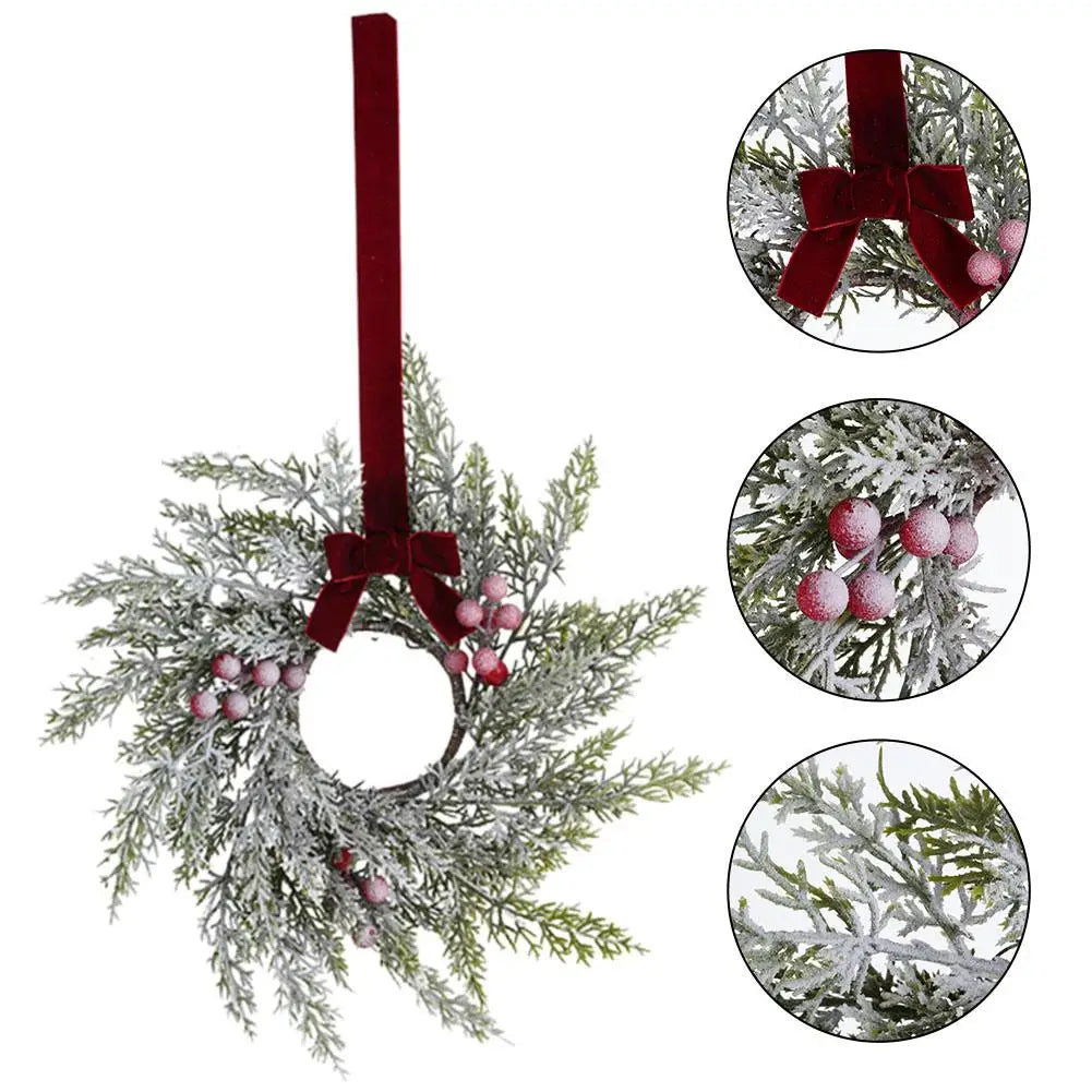 Christmas Kitchen Cabinet Wreaths With Bow Ribbon Hanging Cabinet Doors Wreaths Decor Kitchen Window Outdoor Indoor Holiday