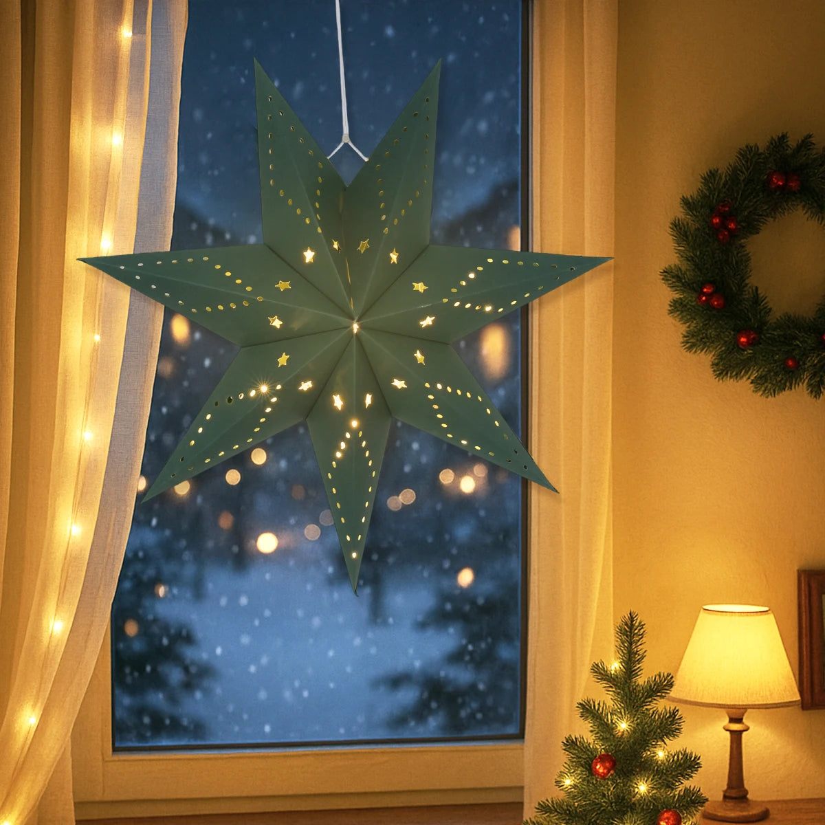 Christmas Paper Star Pendant Merry Christmas Decorations for Home 2025 Navidad Xmas Tree Hanging Lampshades Ornament New Year