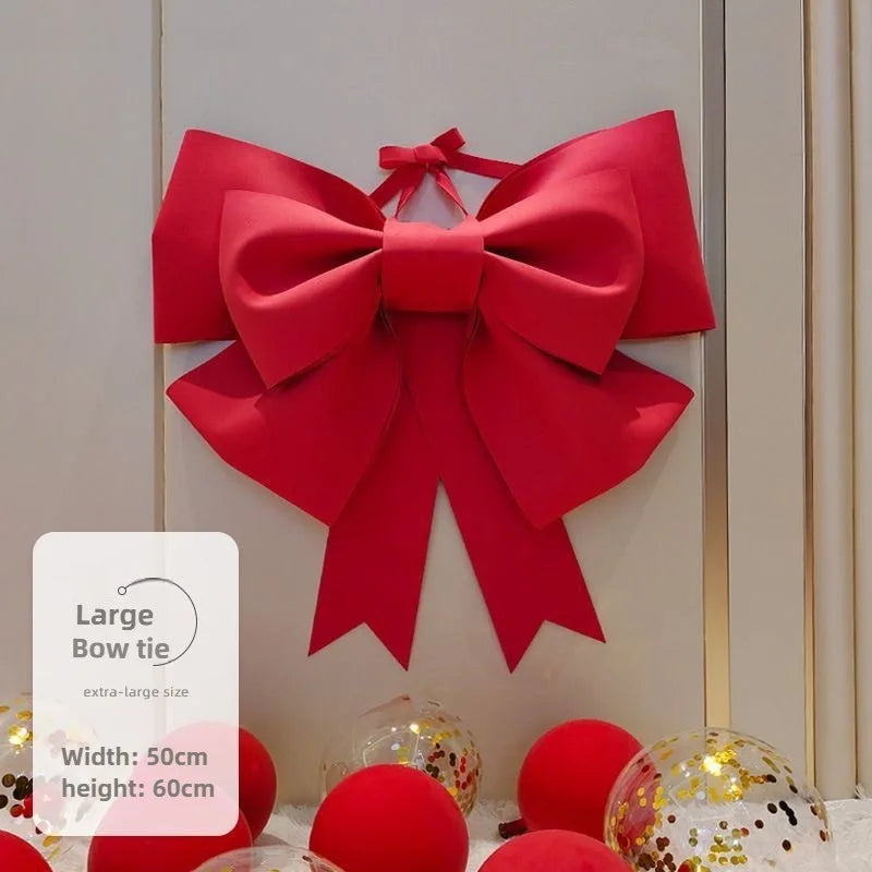 Pink/Red Christmas Bows Outdoor Decorations Large Christmas Tree Top Bow Velvet Wreath Birthday Christmas Front Door Decoration
