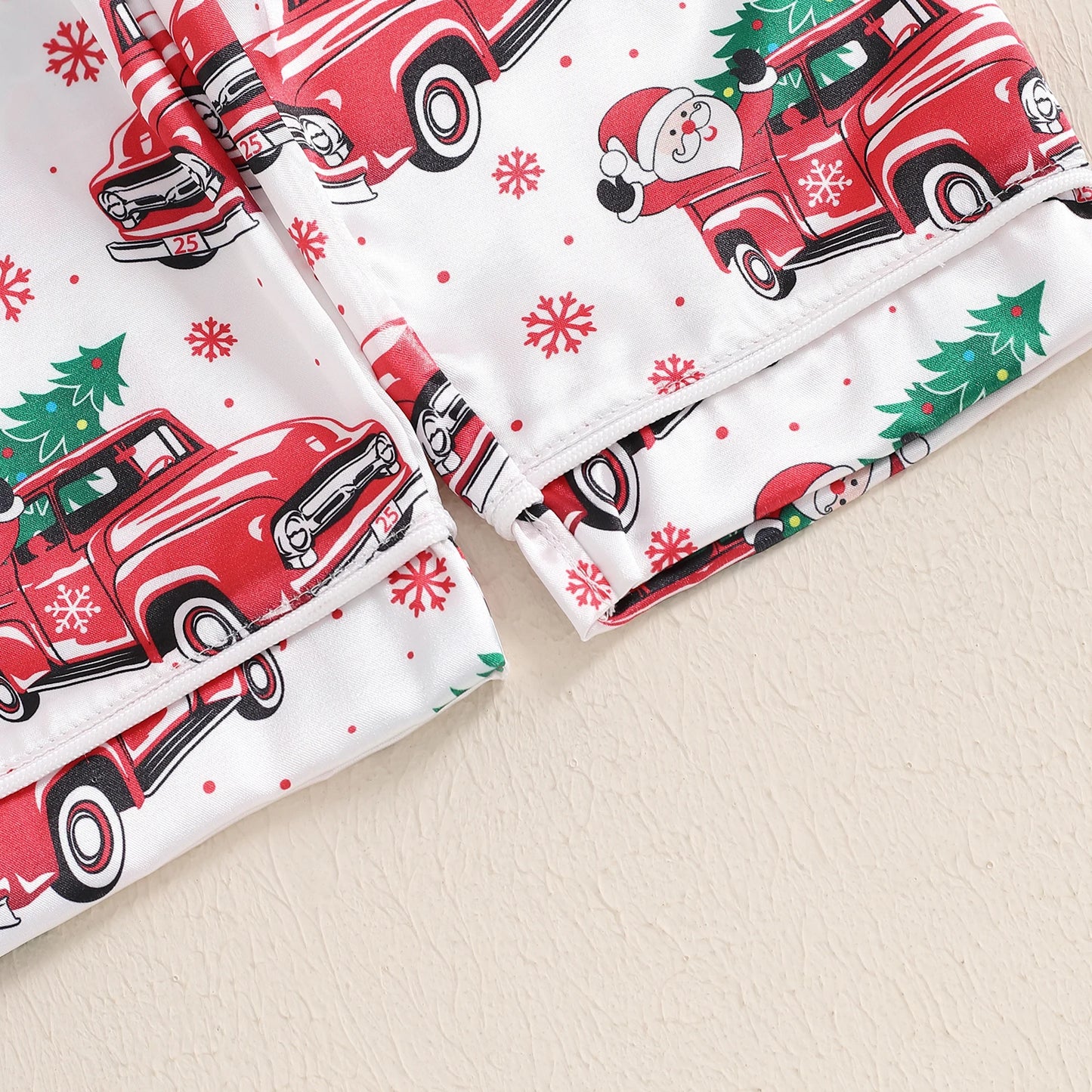 BeQeuewll Christmas Kids Girls Boys Pajamas Set Satin Santa Claus Button Children Sleepwear Long Sleeves Shirt Pants Loungewear