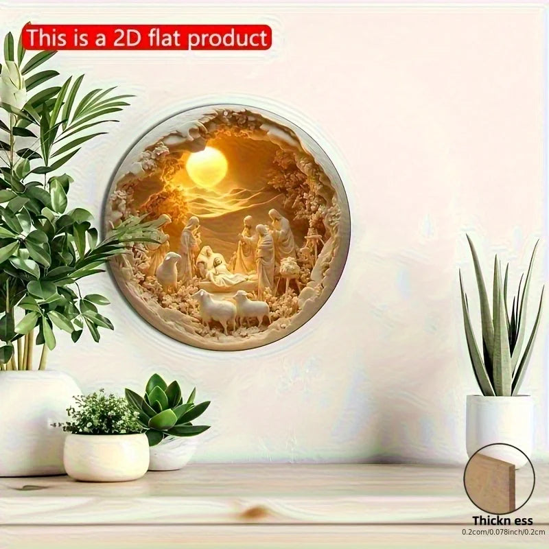 Christmas wooden wall decorations, the Virgin Mary, Joseph, the young Jesus and the shepherds, Christmas wall decorations