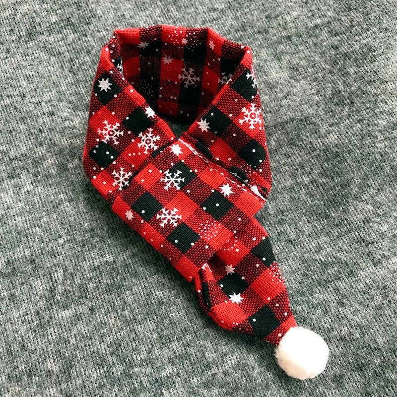 Pet Christmas Tie Bib Drool Towel Christmas Plaid Snowflake Triangle Scarf Bell Decoration Dog Accessories for Small Dogs Puppy