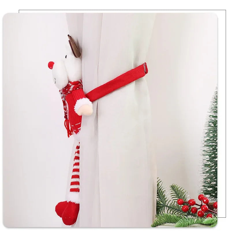 Christmas Curtain Decoration Christmas Doll Santa Claus Elk Snowman Home Ornaments Christmas New Year Party Decorations Gifts