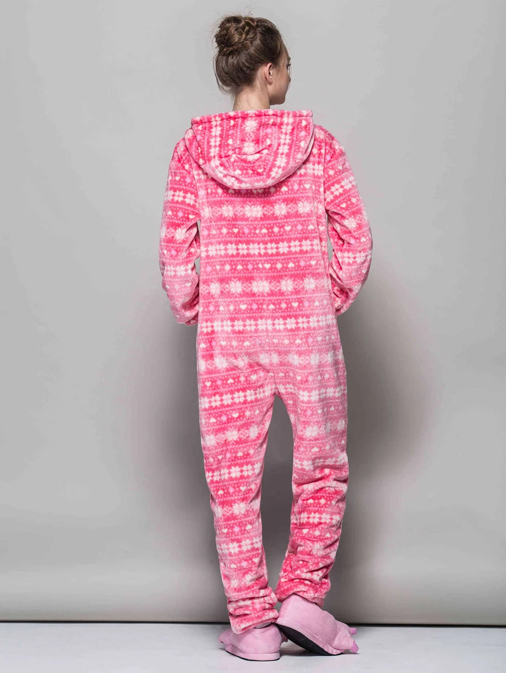 Christmas Adult One-piece Pajamas for Women Zip Up Prints Hooded Onesies Costume Men’s and Women’s Matching Holiday Jumpsuits