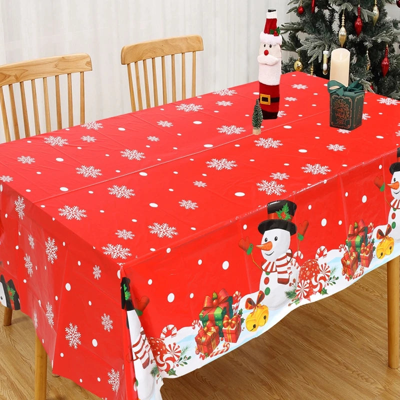 Christmas Tablecloth Christmas Party Decoration 2025 Xmas Table Decor Santa Claus Table Cover Navidad Natal New Year Gift 2026