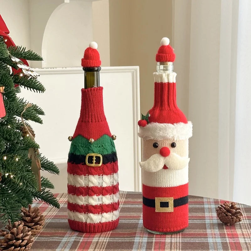 Christmas Supplies Christmas Home Decorations Knitted Wine Bottle Cover for Red Wine Champagne Bottles Restaurant Party Supplies