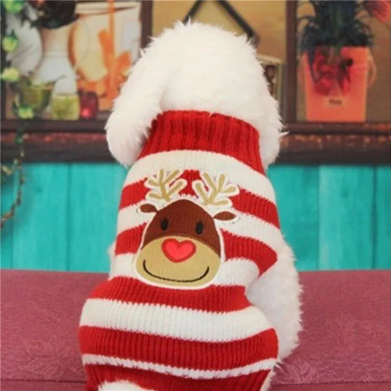 Cute Cartoon Reindeer Sweater for Pets Warm Costume Christmas Dog Sweater Puppy and Cat Jumper Knitwears Winter Dog Clothes