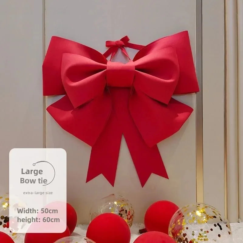 Pink/Red Christmas Bows Outdoor Decorations Large Christmas Tree Top Bow Velvet Wreath Birthday Christmas Front Door Decoration