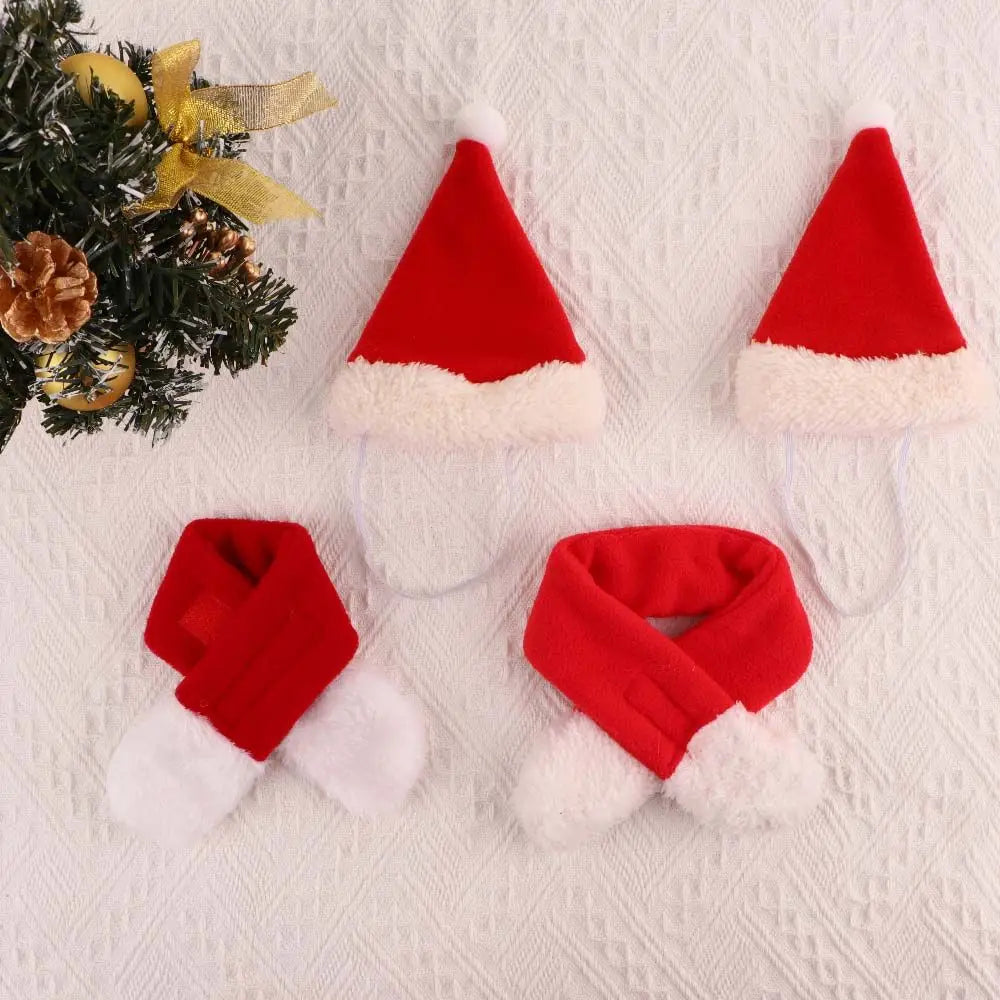 Cute Winter Pet Cloak Dog Cat Christmas Clothes Warm Puppy Santa Red Scarf Hat Head Funny Christmas Pet Costume Dog Cat Cloaks