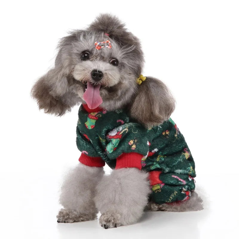 Christmas Winter Dog Pajamas Warm Pet Clothes For Small Dogs Cat Pyjama Dog Puppy Jumpsuit Medium Dogs Sleeping wear Clothing