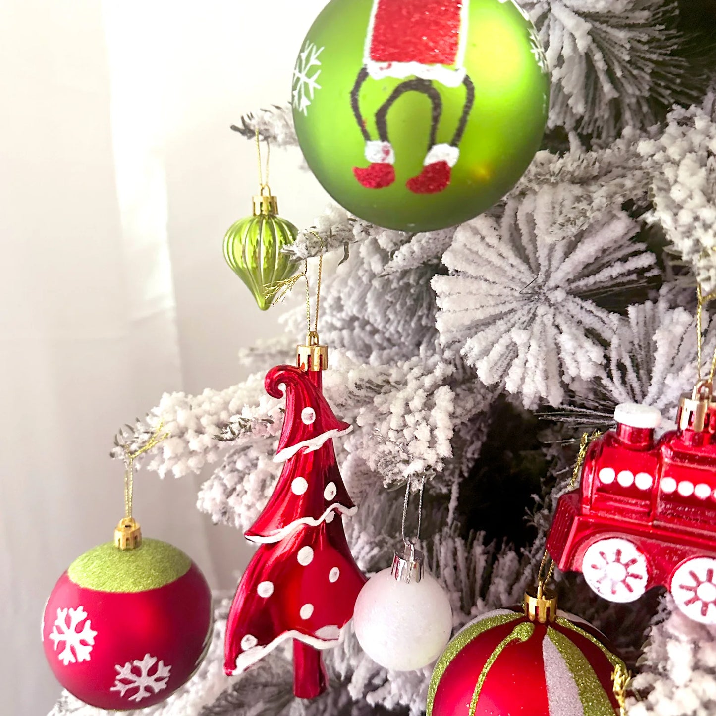 Green Painted Christmas Ball Decorations Green Monster Xmas Tree Ornaments Green Painted Xmas Ball Set Christmas Home Decor