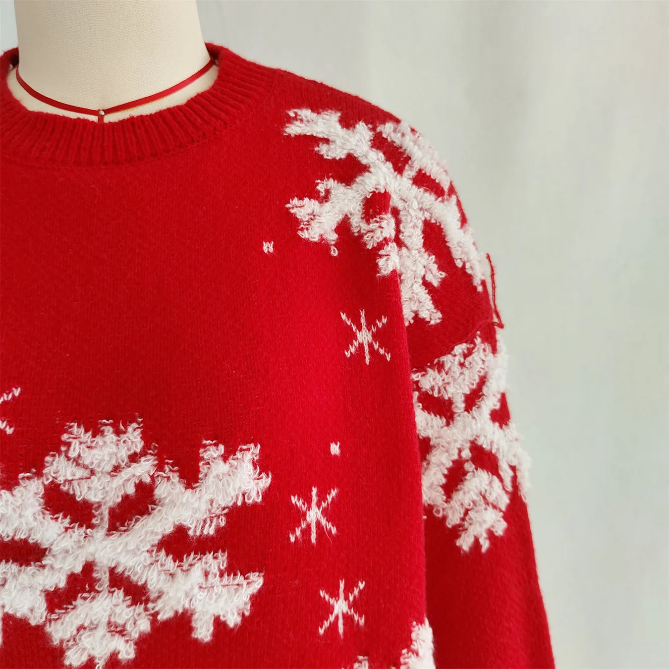 Christmas Sweater For Women Casual O Neck Long Sleeve Snowflake Printed Knitted Printed Sweater Women Pullover