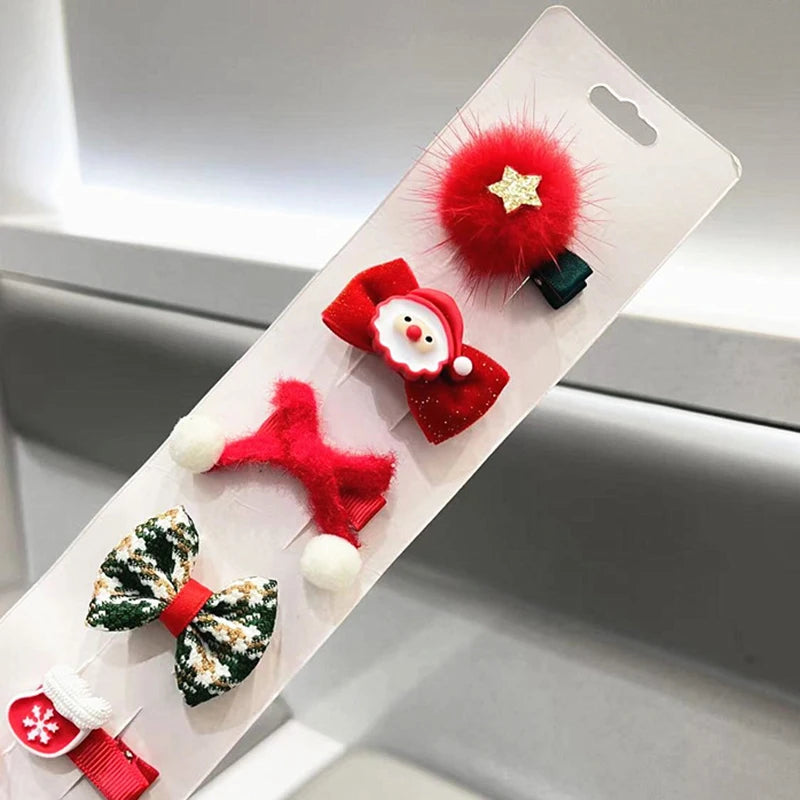 5pcs Small Dog Bows Fashion Cute Pet Dog Ribbon Bow Christmas Pet Supplies Dog Hair Clip Small Dog Cat Hair Accessories