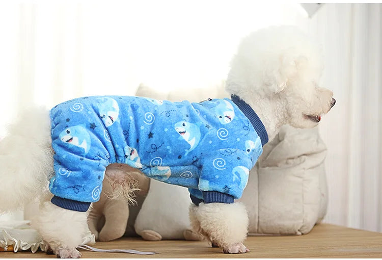 Christmas Pet Dog Pajamas for Cat Clothes Warm Pyjama Jumpsuit for Small Dogs Sleepingwear Winter Flece Pet Chihuahua Coat 강아지옷