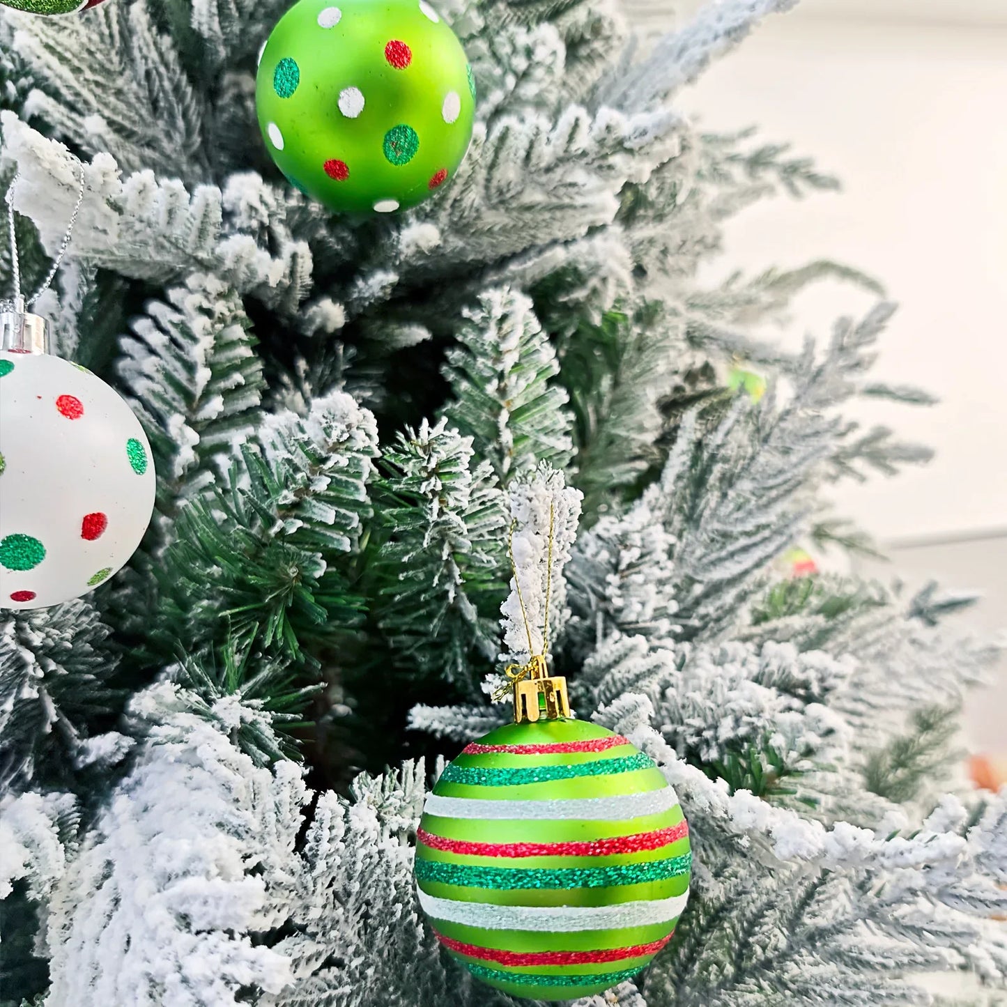 Green Painted Christmas Ball Decorations Green Monster Xmas Tree Ornaments Green Painted Xmas Ball Set Christmas Home Decor