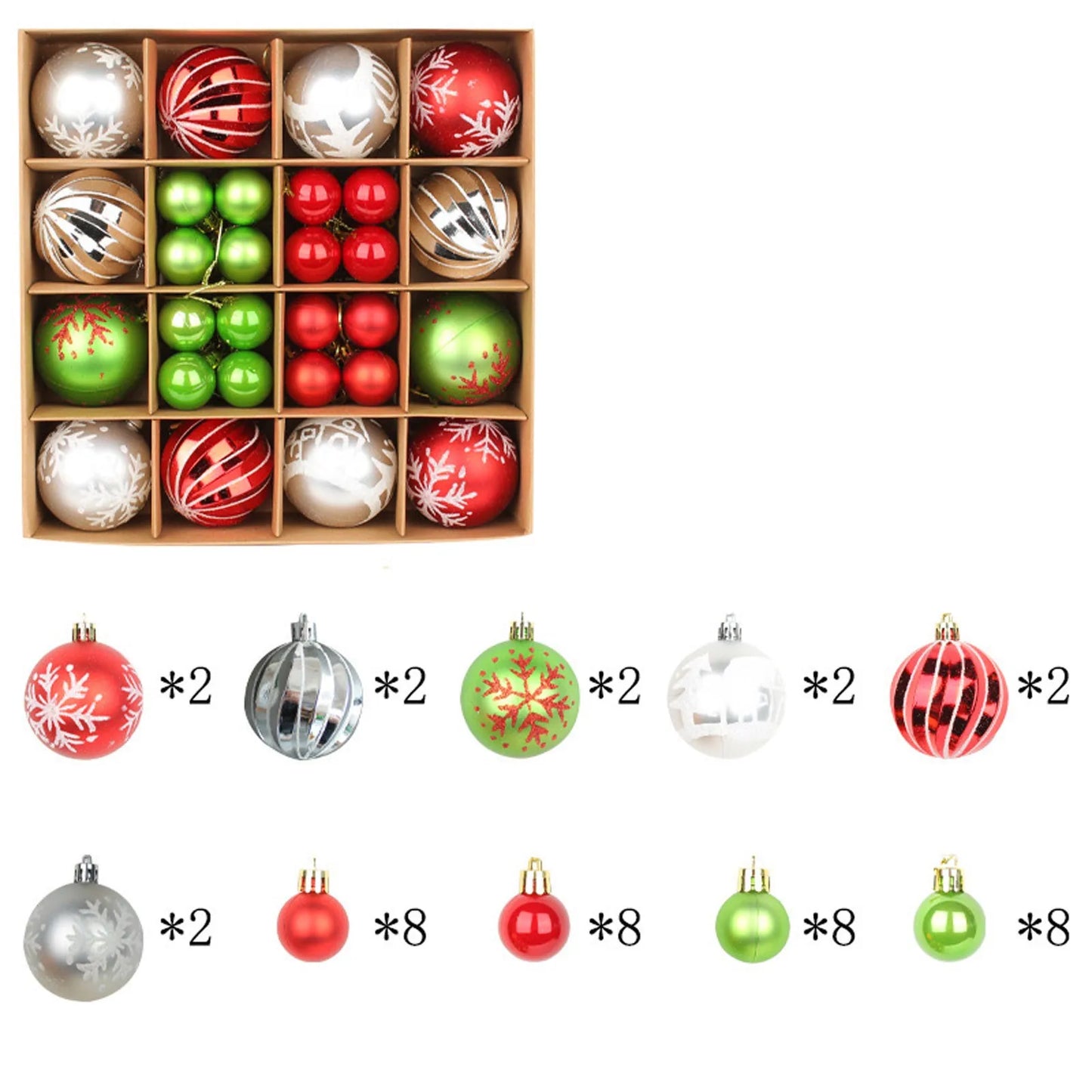 44Pcs Christmas Balls Set Decoration Christmas Tree Mixed Balls Hanging Ornament Pendant Christmas Decoration 2025 Navidad Gift