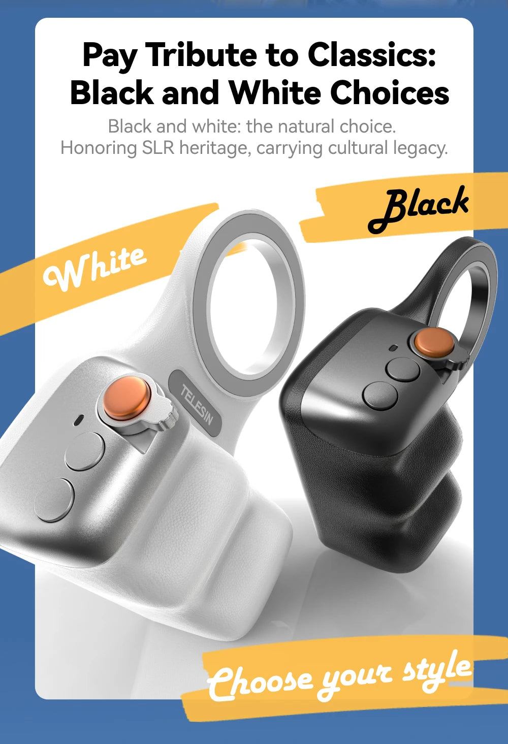 Magnetic Phone Camera Grip with Bluetooth Remote – for iPhone, Huawei, Xiaomi, Samsung & Other Android Devices