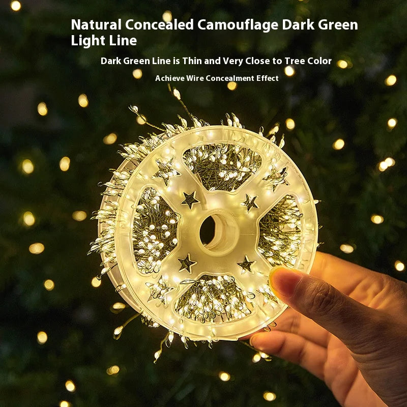 Outdoor Remote Control Copper Wire Lights Christmas Tree Light String Starry Sky Flower Wreath Decorative Lights