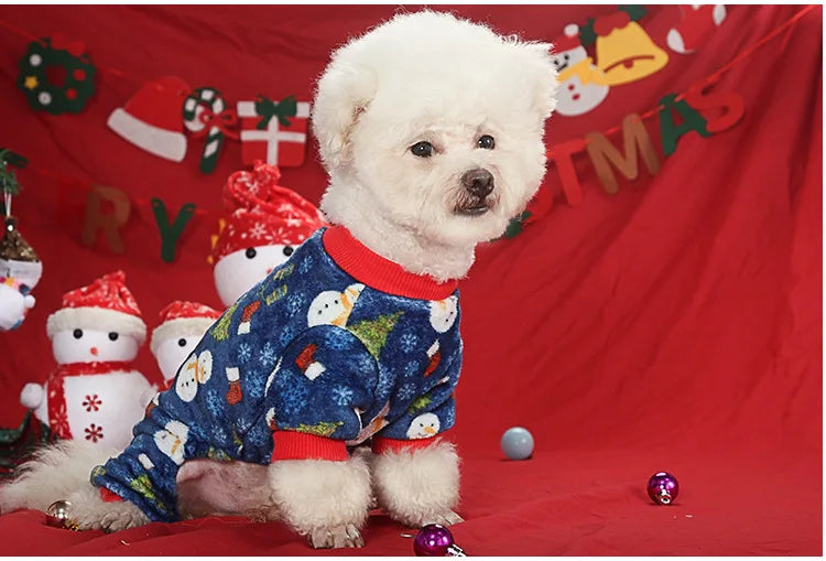 Christmas Pet Dog Pajamas for Cat Clothes Warm Pyjama Jumpsuit for Small Dogs Sleepingwear Winter Flece Pet Chihuahua Coat 강아지옷