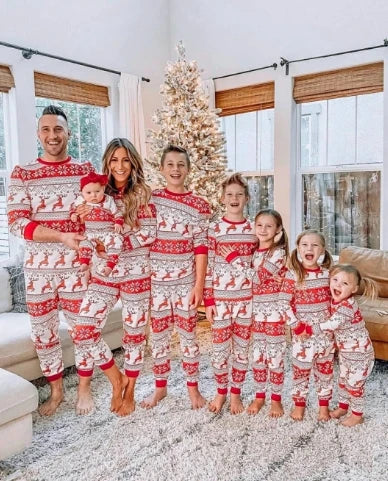 Christmas Family Pajamas Set – Matching Deer Sleepwear for Adults & Kids (2-Piece)