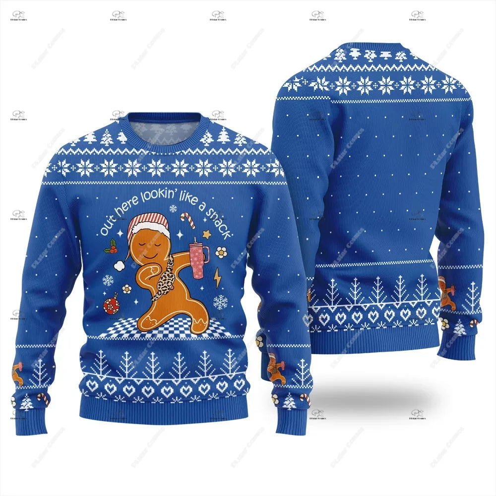 Christmas Santa Claus Pet Cat Knitted Ugly Sweater Graffiti Retro Vintage 3DPrint Pullover Harajuku Casual Funny Long Sleeves 12