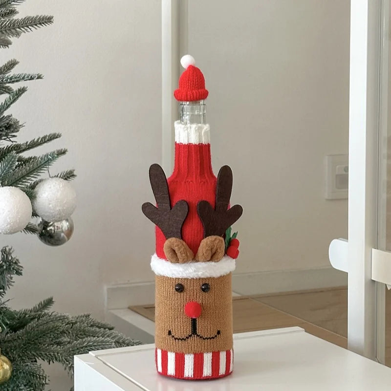 Christmas Supplies Christmas Home Decorations Knitted Wine Bottle Cover for Red Wine Champagne Bottles Restaurant Party Supplies