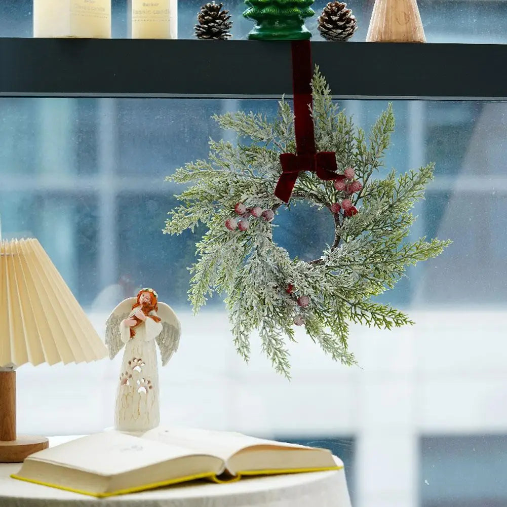 Christmas Kitchen Cabinet Wreaths With Bow Ribbon Hanging Cabinet Doors Wreaths Decor Kitchen Window Outdoor Indoor Holiday