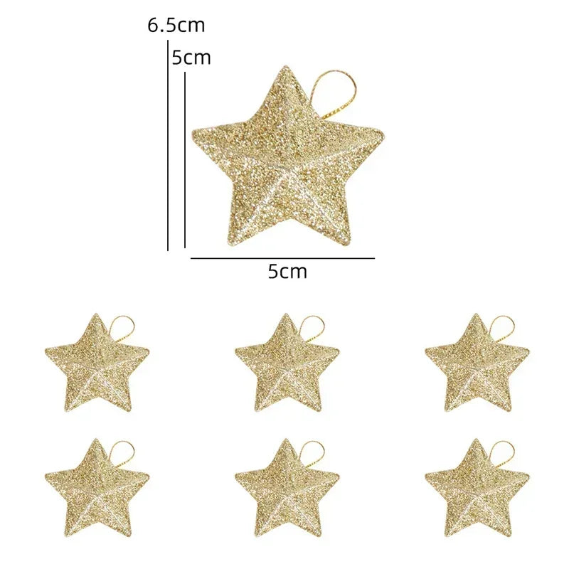 5CM Christmas Decorations ﻿Christmas Tree Hanging Pendant  For Home Navidad New Year Party Gift Gold Glitter Star Ornaments