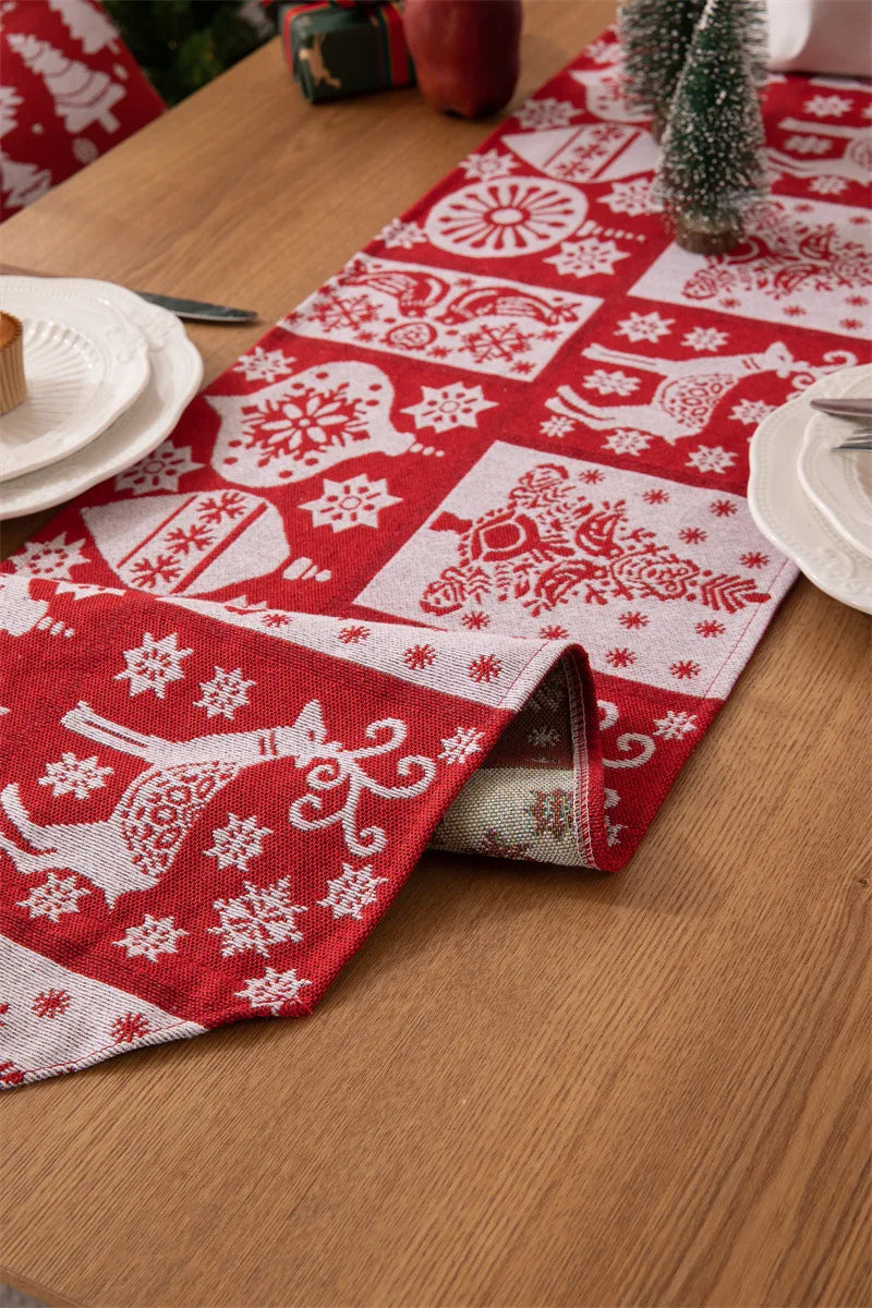 Christmas Table Runner Soft Durable Seasonal Winter Xmas Holiday Kitchen Dining Table Decoration for Indoor Outdoor Home Party