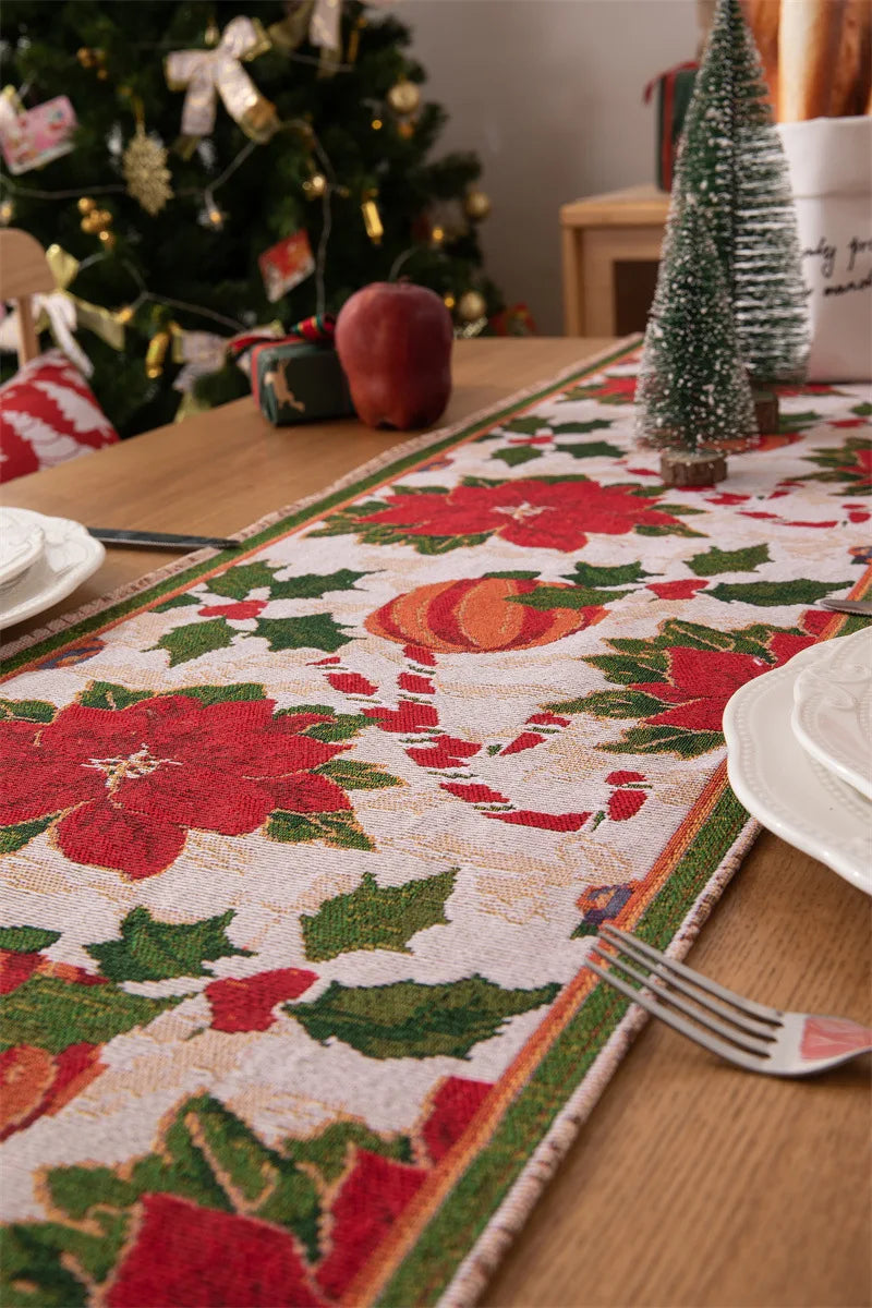 Christmas Table Runner Soft Durable Seasonal Winter Xmas Holiday Kitchen Dining Table Decoration for Indoor Outdoor Home Party