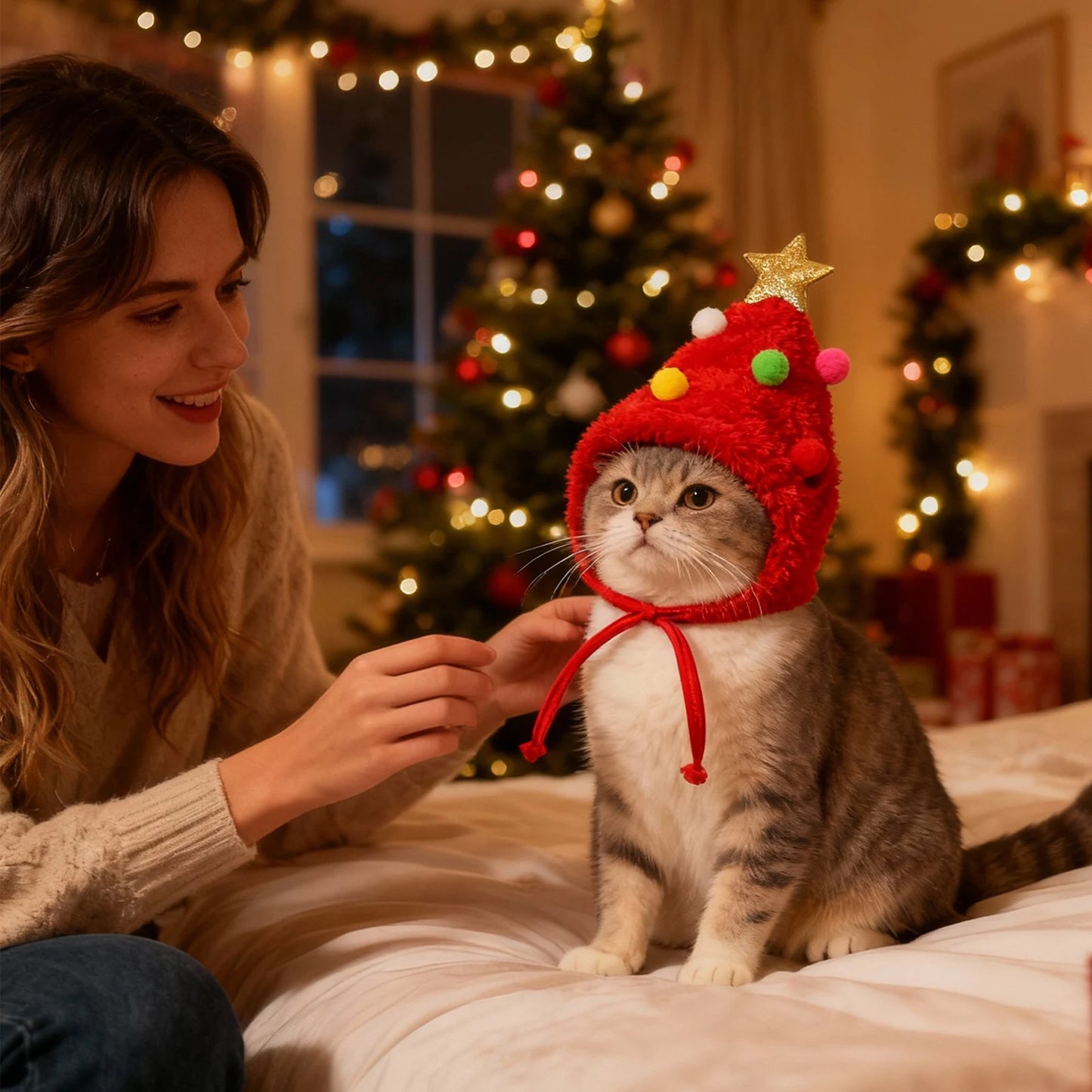 Christmas Pet Hat Small Medium Cats Dogs Xmas Pet Headwear Autumn Winter Christmas Hat Holiday Costume Accessories Pet Supplies