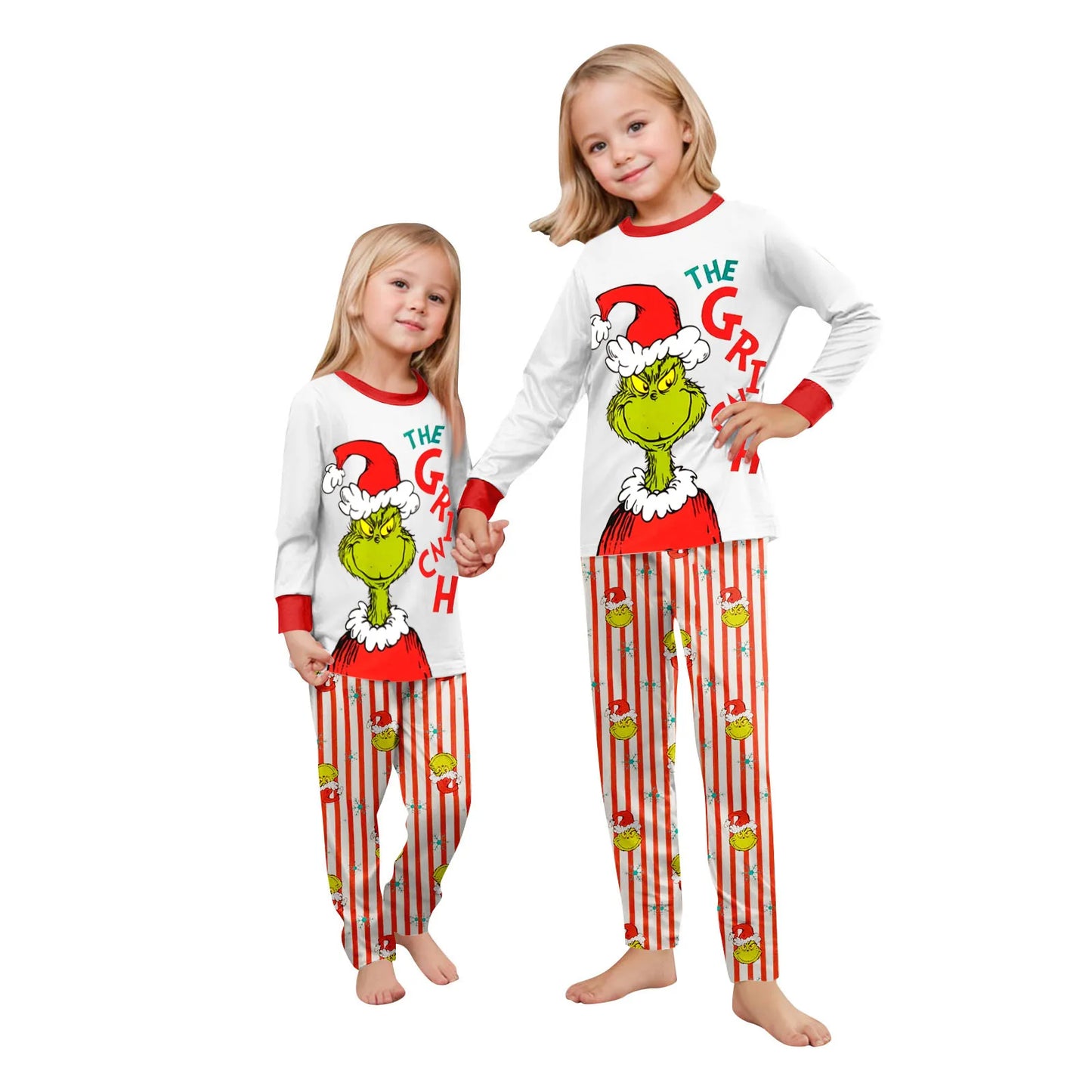  Family Christmas Cartoon Print Pajamas Set, Cozy Holiday Pjs For Photo Shoots & Christmas Morning, Festive Family Sleepwear