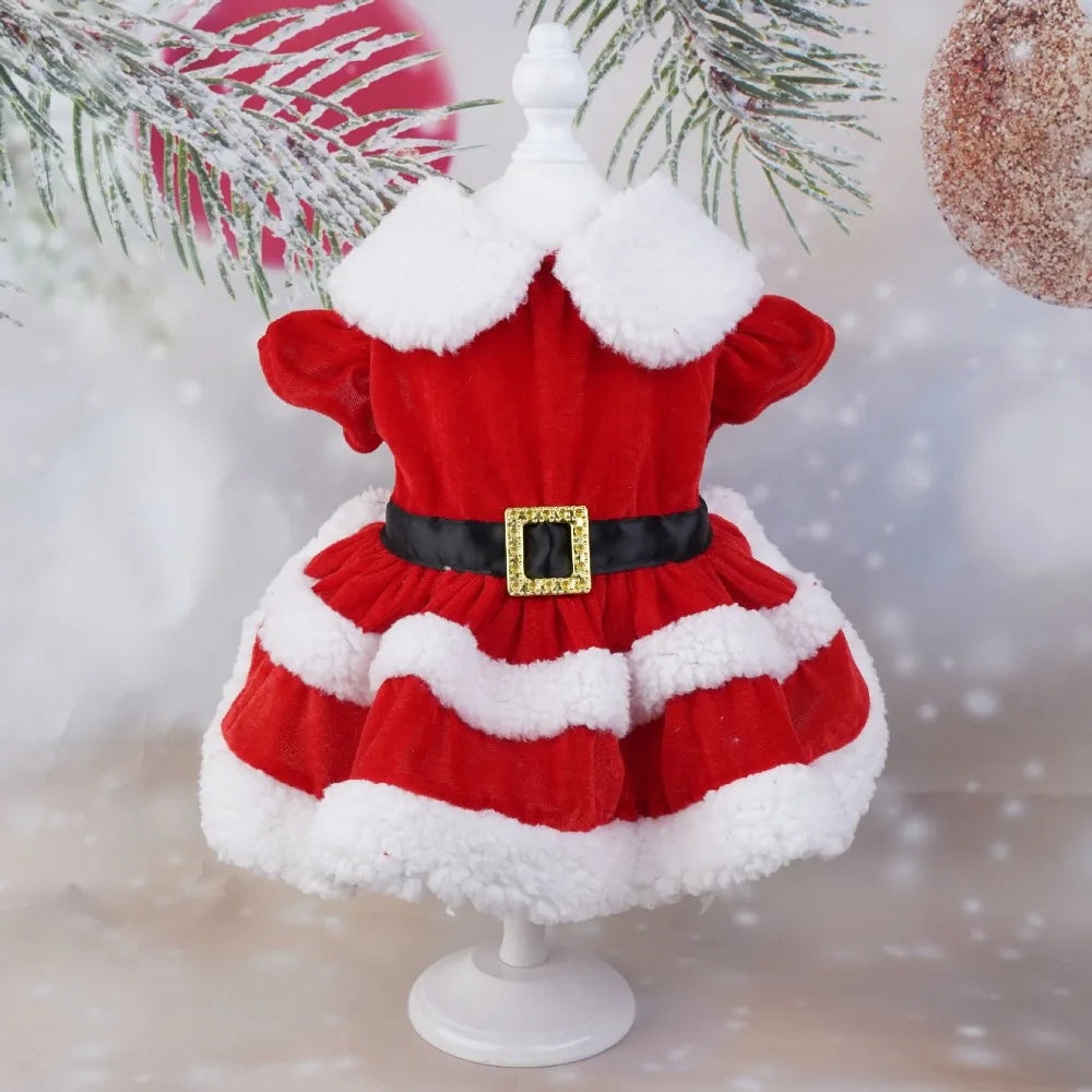 Fashion Cute Santa Claus Dog Skirt Soft Breathable Cats Christmas Dress Warm Pet Christmas Costume Xmas