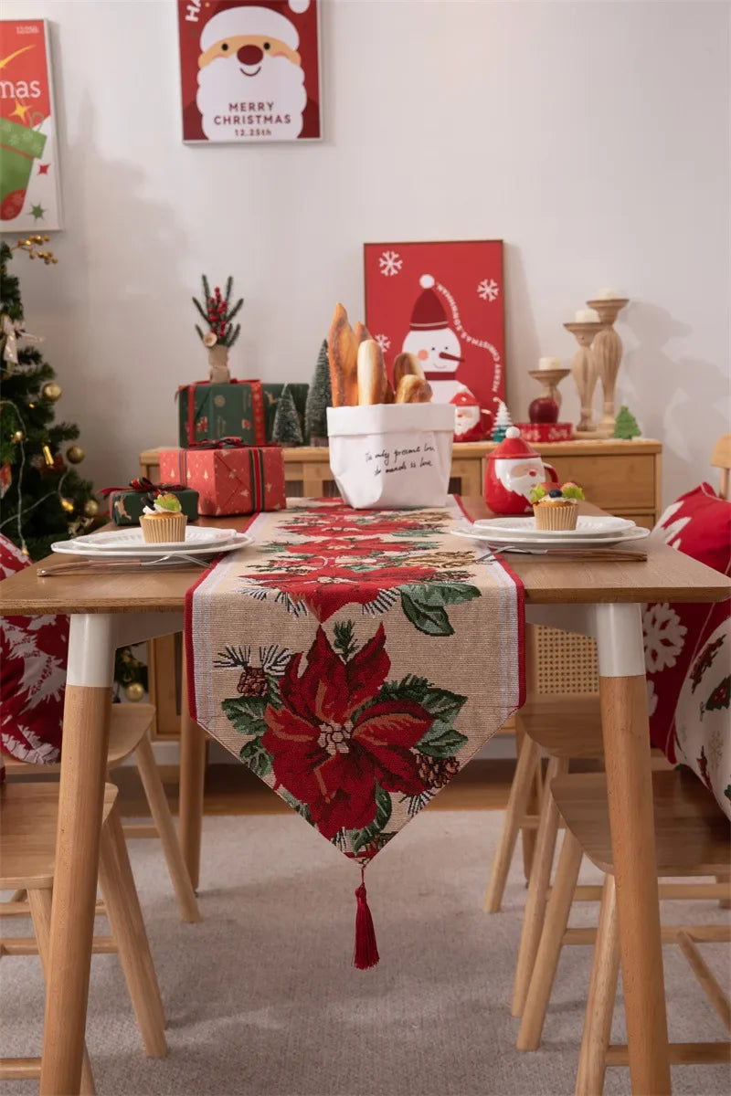 Christmas Table Runner Soft Durable Seasonal Winter Xmas Holiday Kitchen Dining Table Decoration for Indoor Outdoor Home Party