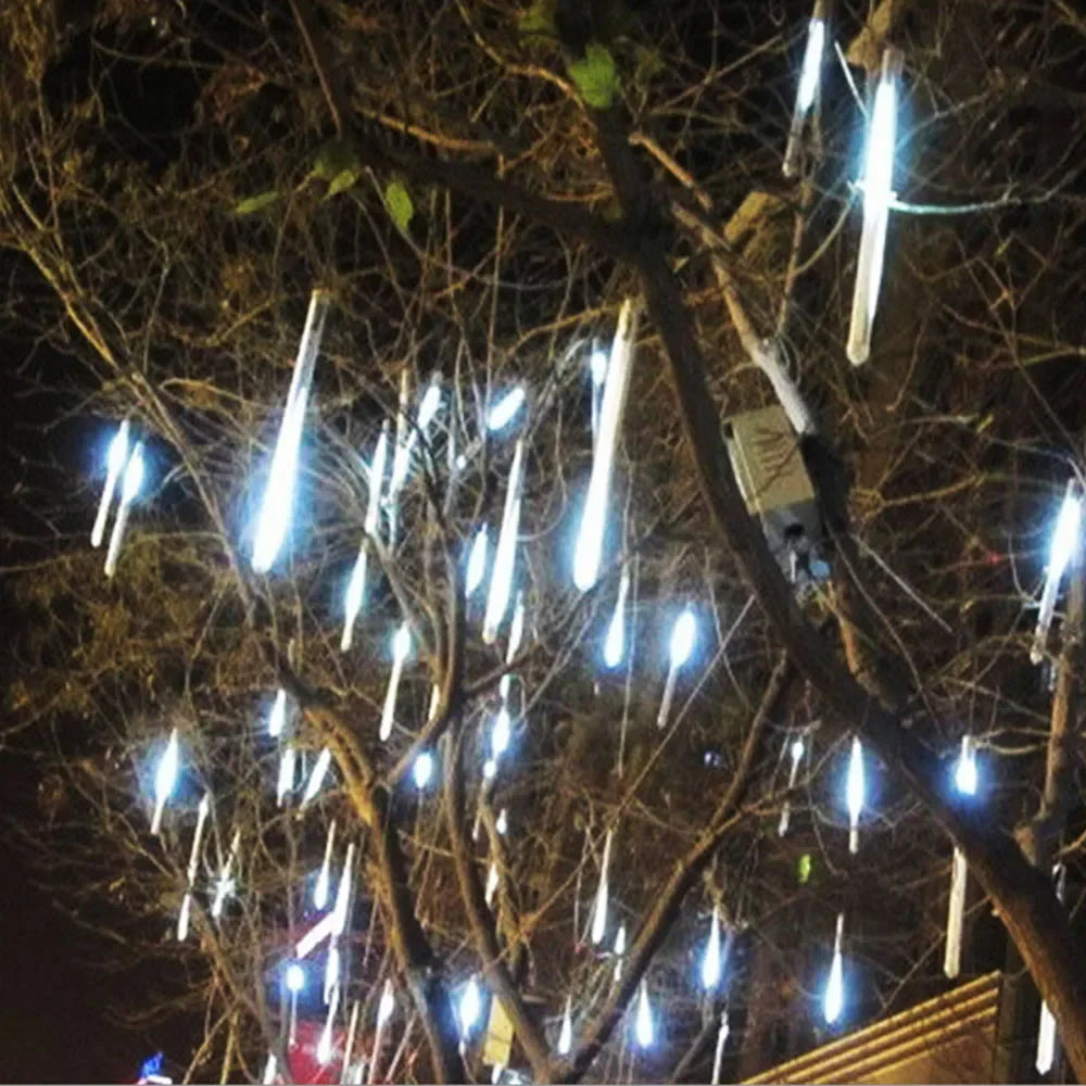 LED Meteor Shower Rain Lights Waterproof Falling Raindrop Fairy String Light for Christmas Holiday Party Patio garden decoration
