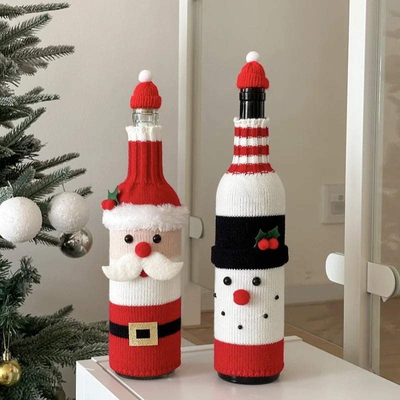 Christmas Supplies Christmas Home Decorations Knitted Wine Bottle Cover for Red Wine Champagne Bottles Restaurant Party Supplies