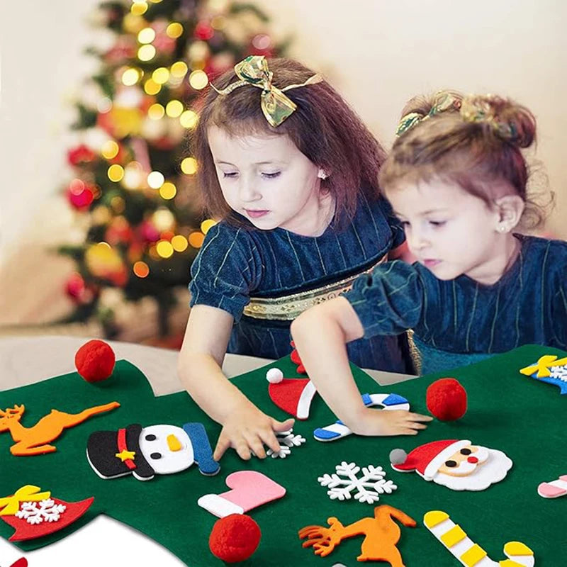 DIY Felt Christmas Tree Christmas Decoration for Home New Year Christmas Ornaments Santa Claus Xmas Kids Gifts Wall Decoration