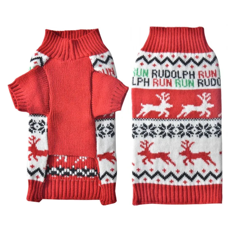 Cute Cartoon Reindeer Sweater for Pets Warm Costume Christmas Dog Sweater Puppy and Cat Jumper Knitwears Winter Dog Clothes