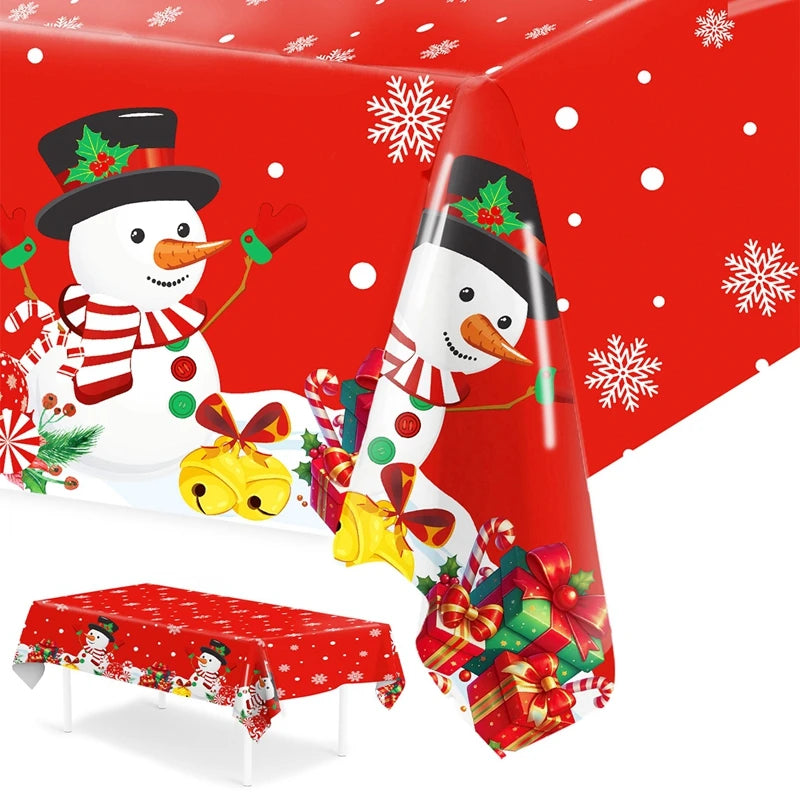 Christmas Tablecloth Christmas Party Decoration 2025 Xmas Table Decor Santa Claus Table Cover Navidad Natal New Year Gift 2026
