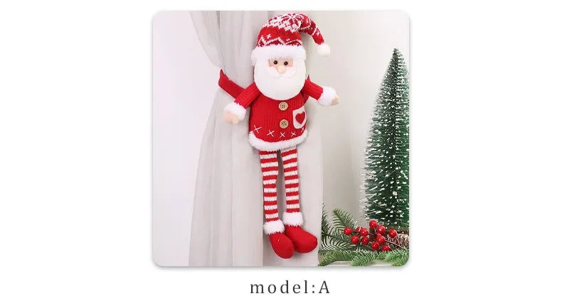 Christmas Curtain Decoration Christmas Doll Santa Claus Elk Snowman Home Ornaments Christmas New Year Party Decorations Gifts