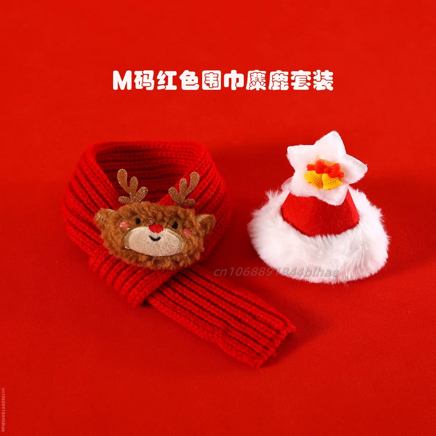 Elk Pet Dog Knitted Christmas Scarf Cat Hat Dog Yarn Cartoon Elk Snowman Warm Plush Hat Set Dog Accessories for Small Dogs