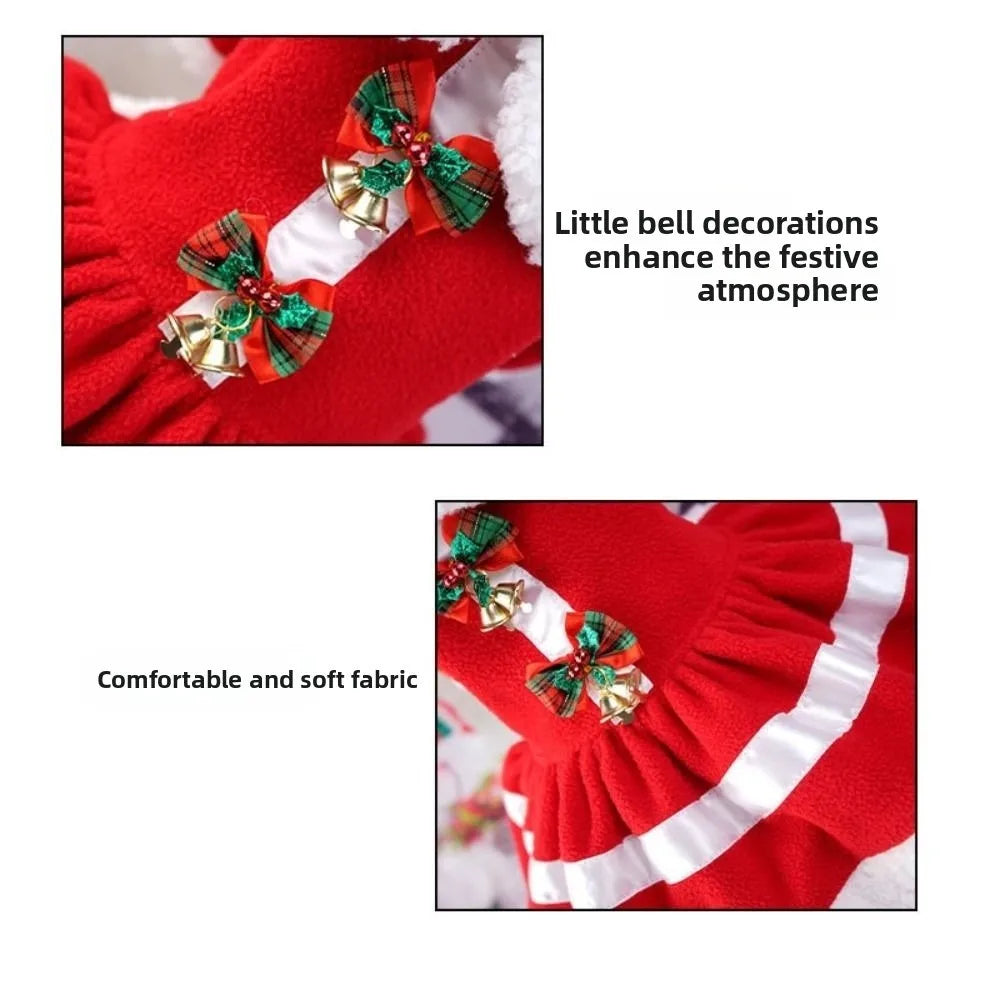 Fashion Cute Santa Claus Dog Skirt Soft Breathable Cats Christmas Dress Warm Pet Christmas Costume Xmas