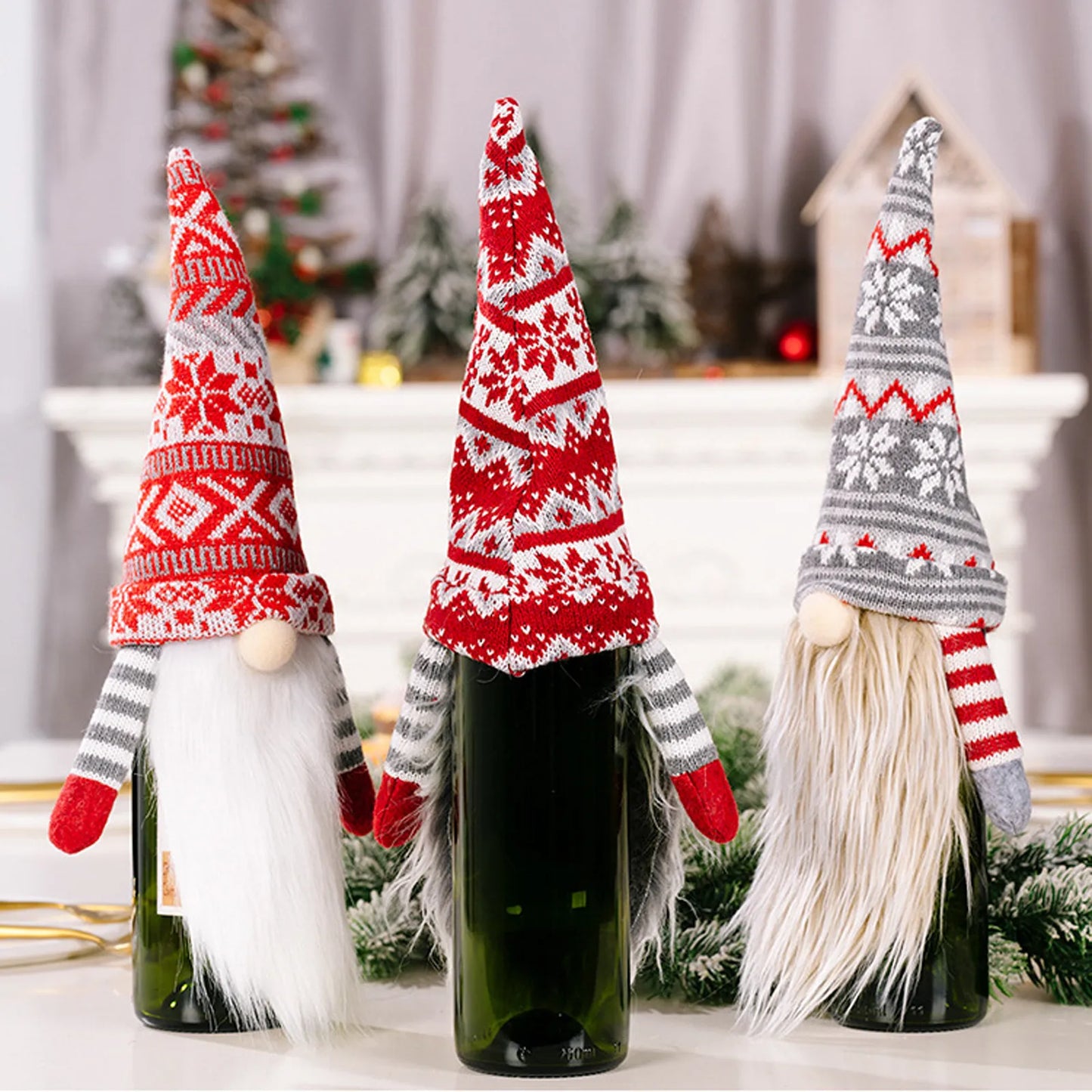 Christmas Decoration Faceless Doll Wine Bottle Holder Santa Claus Wine Bag